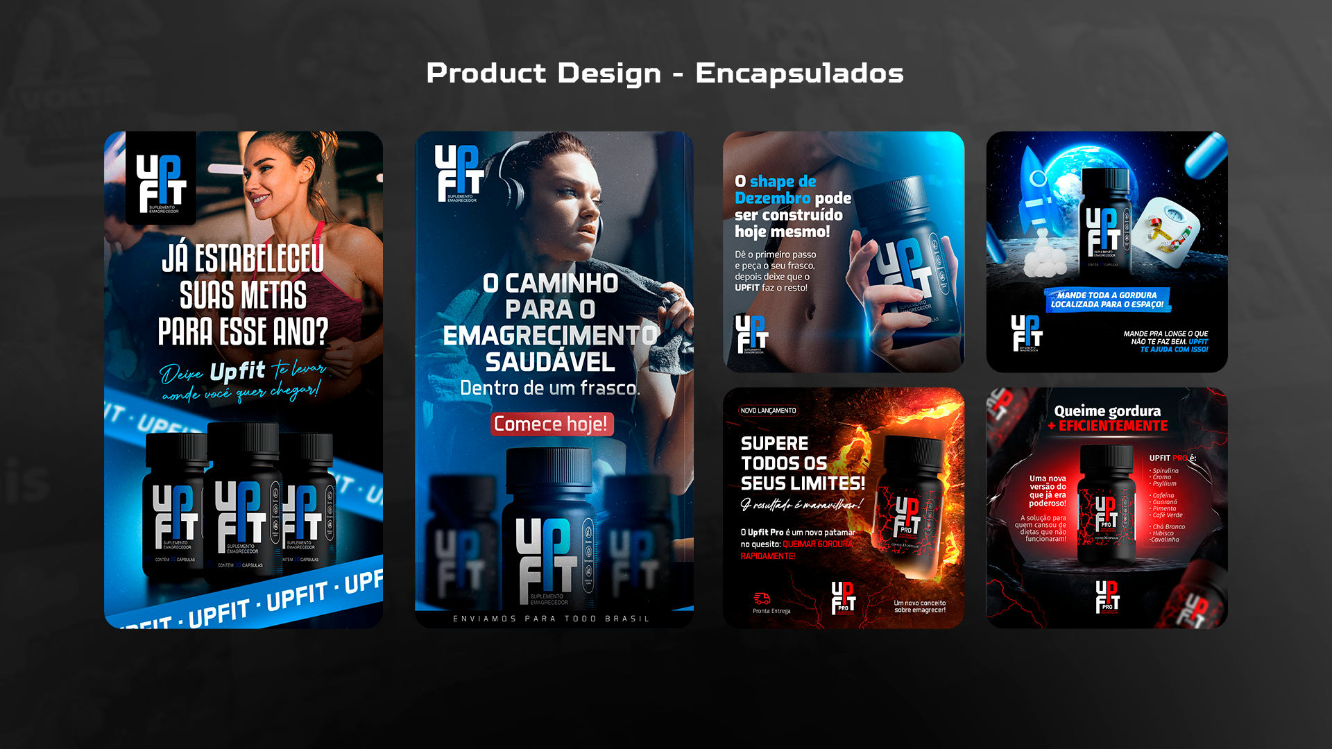 Campanha publicitária e direção de arte para suplementos UPFIT
